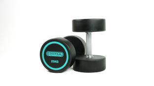 Cooper Grey Line PU Dumbbell Set with Rack